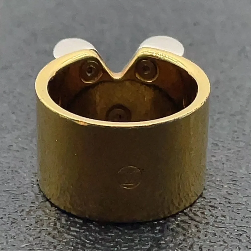 Louis Vuitton Gold Band with Silver V Accent Ring - Picture 4 of 6
